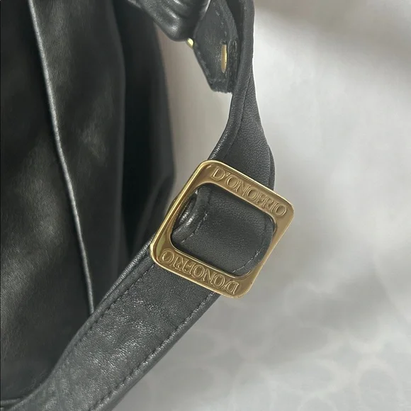 D'Onofrio Classic Black Leather Travel Shoulder Bag Purse 🌺🌺 - Picture 4 of 7